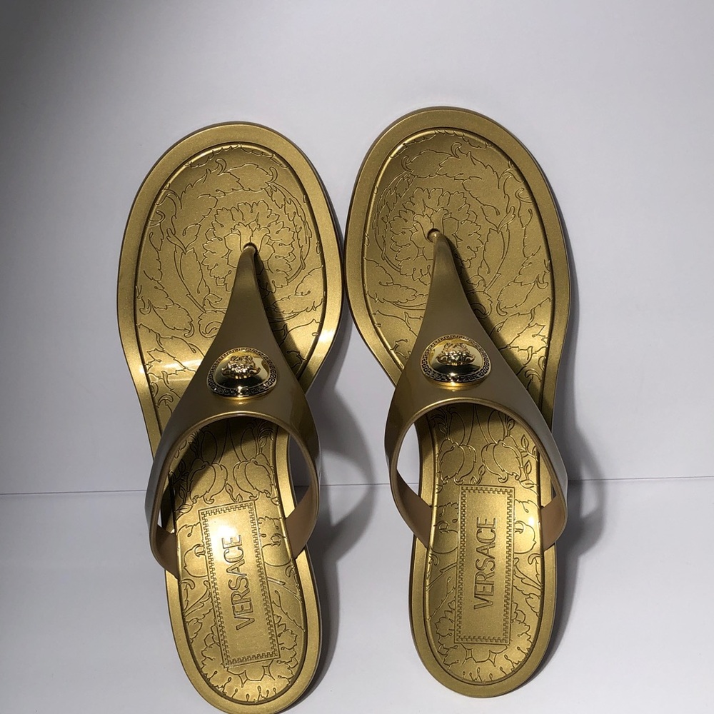 New Authentic Versace Gold Sandals size 40 - Picture 10 of 14